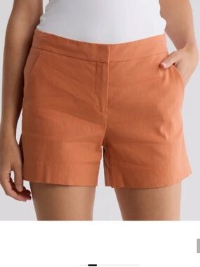 Theory Linen-Blend Orange Women's Shorts